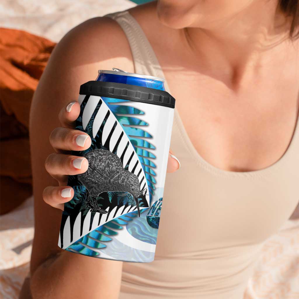 New Zealand Silver Fern Curling Personalised 4 in 1 Can Cooler Tumbler Aotearoa Kiwi Ponga Paua Shell Version - Aussie Hoodie