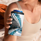 New Zealand Silver Fern Curling Personalised 4 in 1 Can Cooler Tumbler Aotearoa Kiwi Ponga Paua Shell Version - Aussie Hoodie