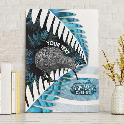 New Zealand Silver Fern Curling Personalised Canvas Wall Art Aotearoa Kiwi Ponga Paua Shell Version - Aussie Hoodie