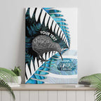 New Zealand Silver Fern Curling Personalised Canvas Wall Art Aotearoa Kiwi Ponga Paua Shell Version - Aussie Hoodie