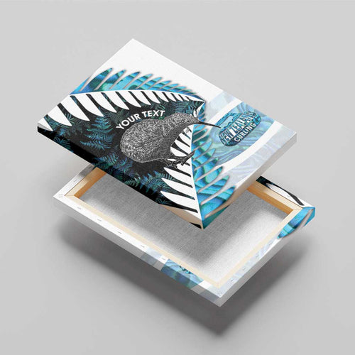 New Zealand Silver Fern Curling Personalised Canvas Wall Art Aotearoa Kiwi Ponga Paua Shell Version - Aussie Hoodie