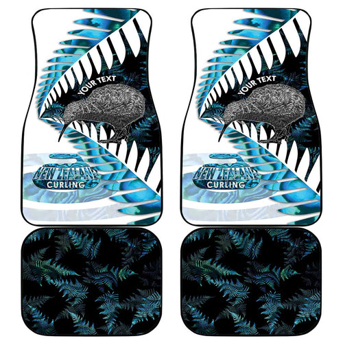 New Zealand Silver Fern Curling Personalised Car Mats Aotearoa Kiwi Ponga Paua Shell Version - Aussie Hoodie