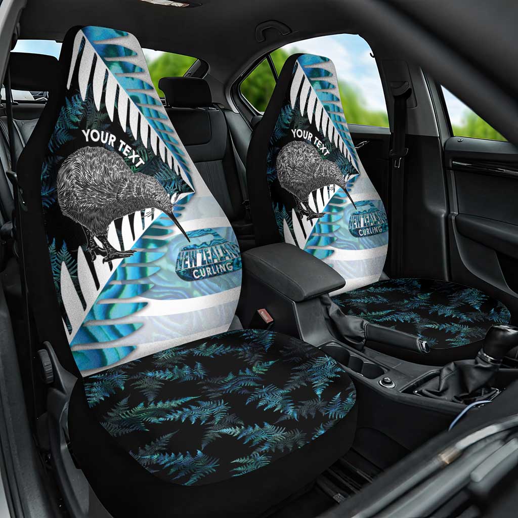 New Zealand Silver Fern Curling Personalised Car Seat Cover Aotearoa Kiwi Ponga Paua Shell Version - Aussie Hoodie