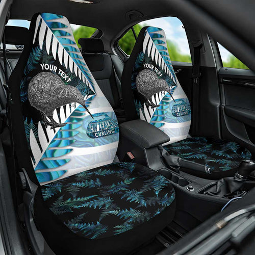 New Zealand Silver Fern Curling Personalised Car Seat Cover Aotearoa Kiwi Ponga Paua Shell Version - Aussie Hoodie