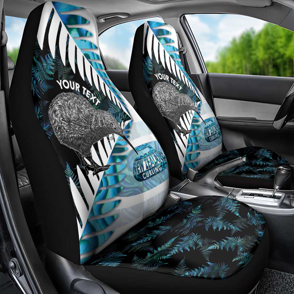 New Zealand Silver Fern Curling Personalised Car Seat Cover Aotearoa Kiwi Ponga Paua Shell Version - Aussie Hoodie