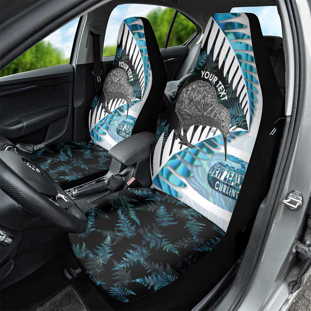 New Zealand Silver Fern Curling Personalised Car Seat Cover Aotearoa Kiwi Ponga Paua Shell Version - Aussie Hoodie