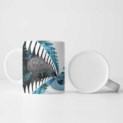 New Zealand Silver Fern Curling Personalised Ceramic Mug Aotearoa Kiwi Ponga Paua Shell Version - Aussie Hoodie