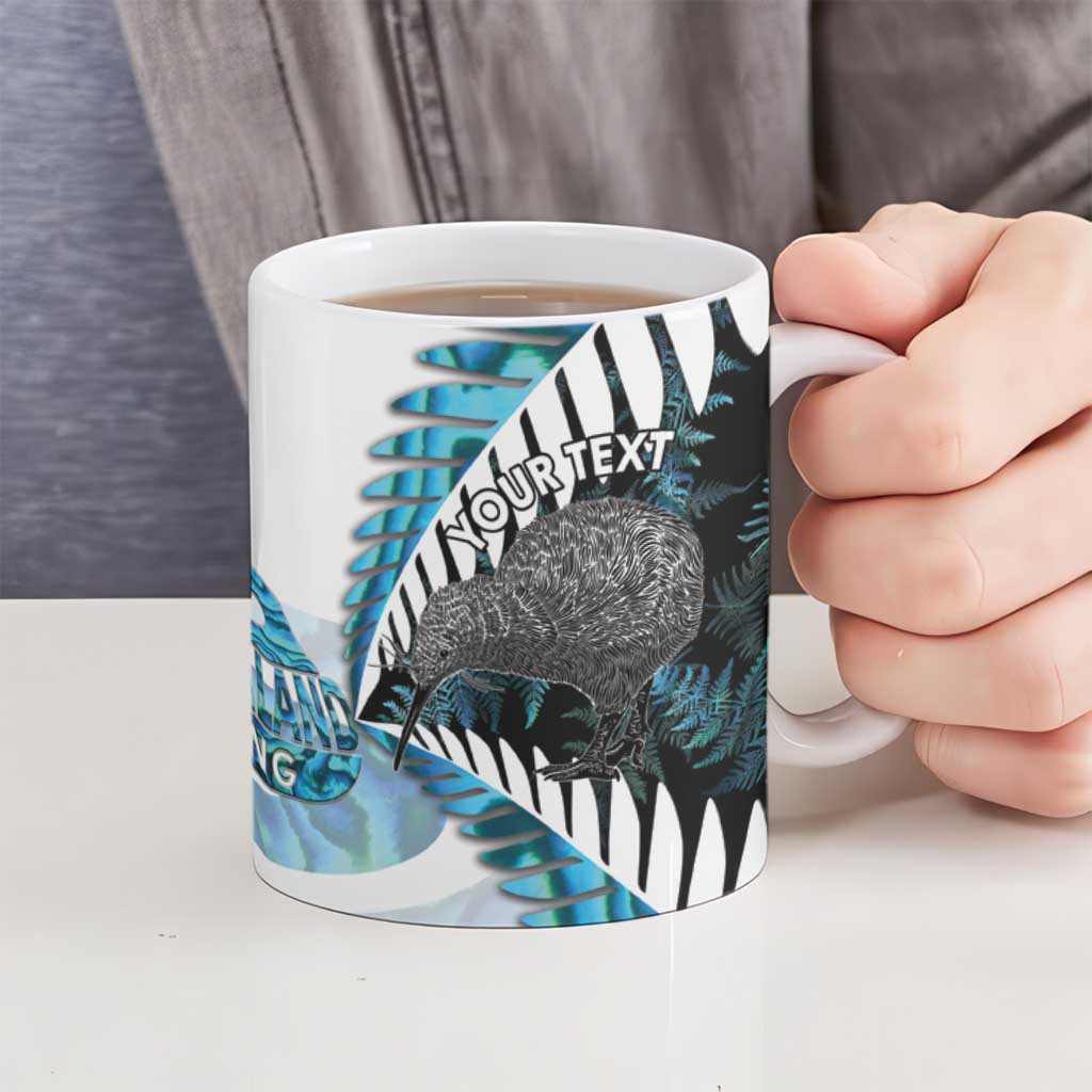 New Zealand Silver Fern Curling Personalised Ceramic Mug Aotearoa Kiwi Ponga Paua Shell Version - Aussie Hoodie