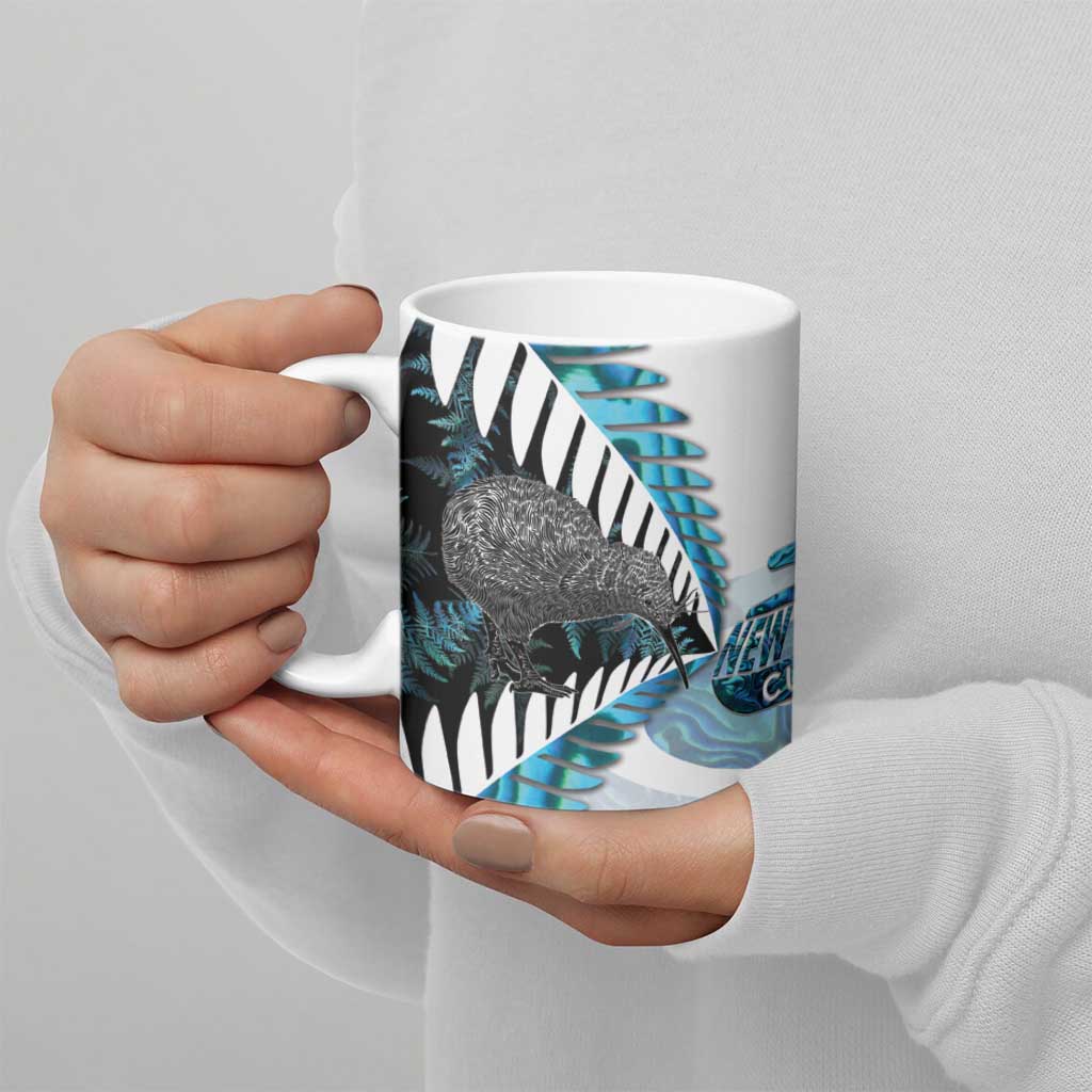 New Zealand Silver Fern Curling Personalised Ceramic Mug Aotearoa Kiwi Ponga Paua Shell Version - Aussie Hoodie