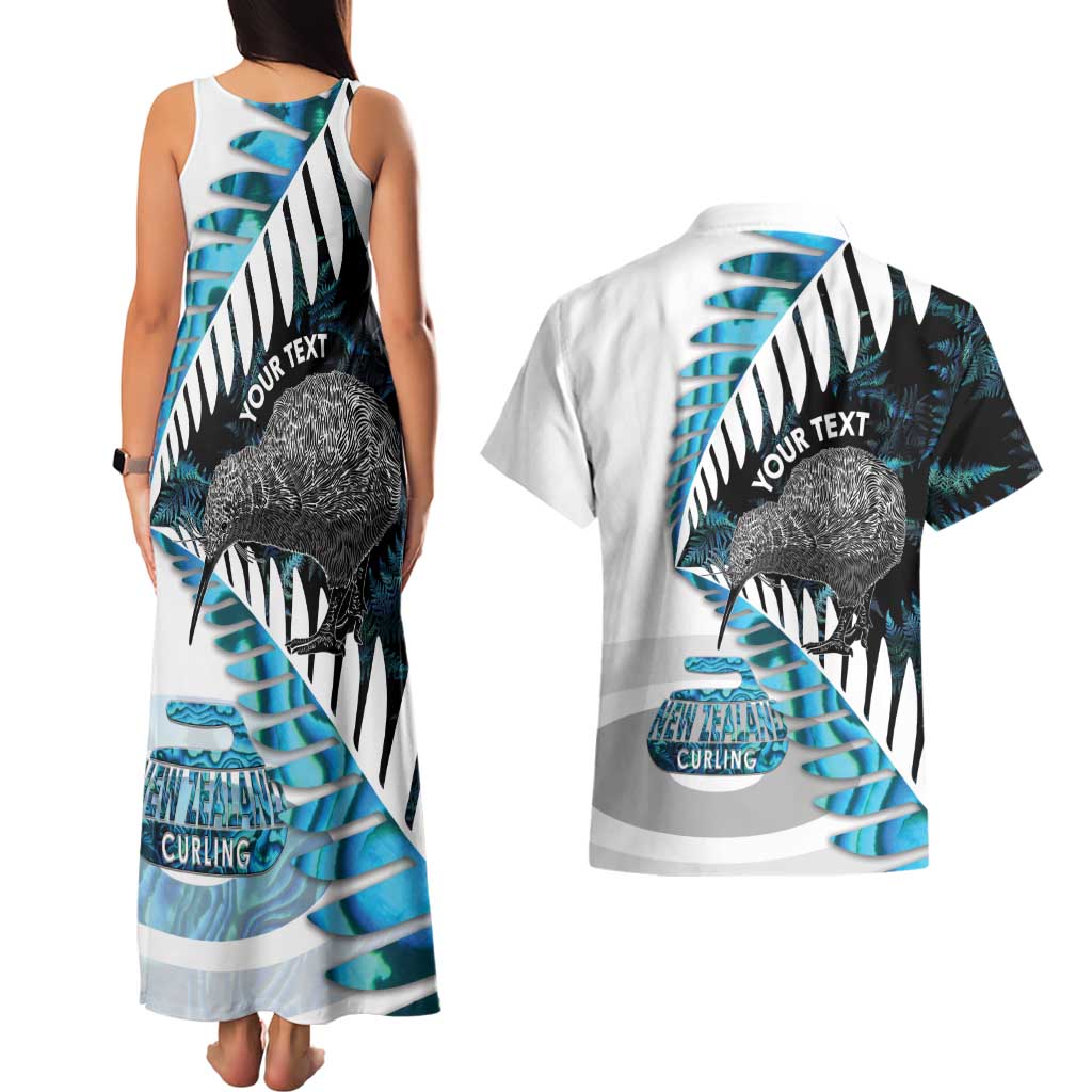 New Zealand Silver Fern Curling Personalised Couples Matching Tank Maxi Dress and Hawaiian Shirt Aotearoa Kiwi Ponga Paua Shell Version - Aussie Hoodie
