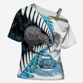New Zealand Silver Fern Curling Personalised Cross Shoulder Shirt Aotearoa Kiwi Ponga Paua Shell Version - Aussie Hoodie