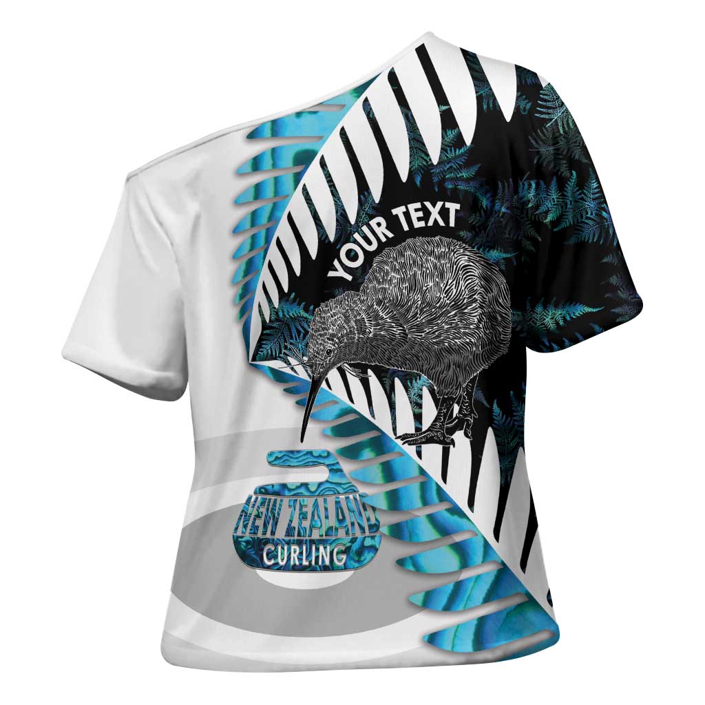 New Zealand Silver Fern Curling Personalised Cross Shoulder Shirt Aotearoa Kiwi Ponga Paua Shell Version - Aussie Hoodie