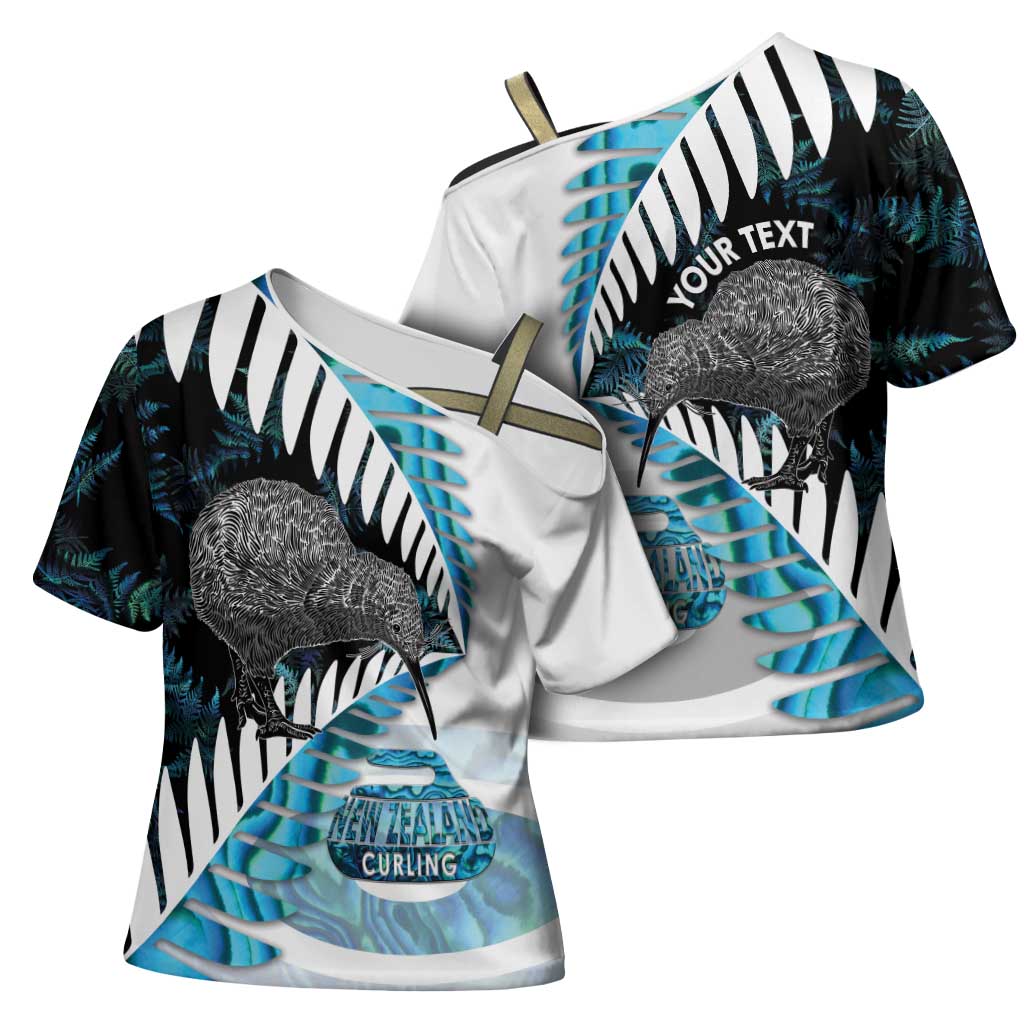 New Zealand Silver Fern Curling Personalised Cross Shoulder Shirt Aotearoa Kiwi Ponga Paua Shell Version - Aussie Hoodie