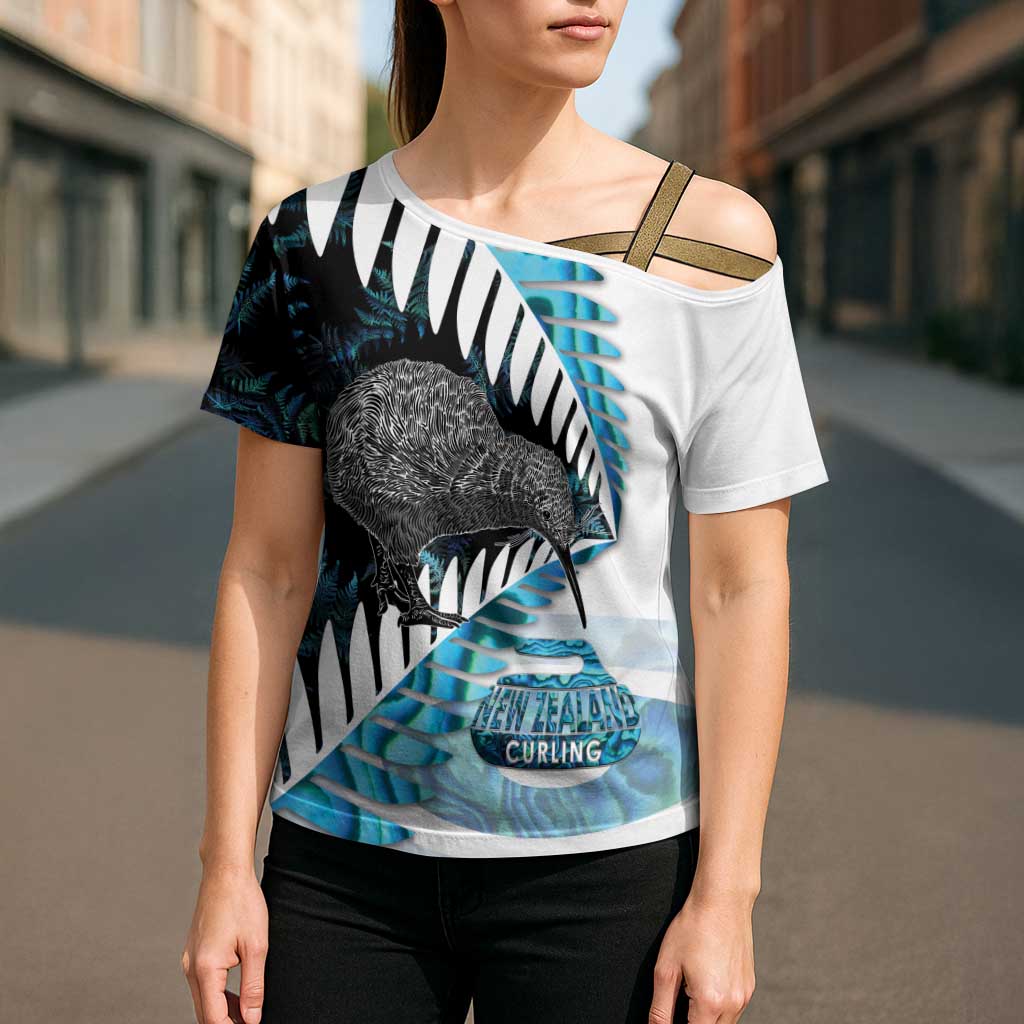 New Zealand Silver Fern Curling Personalised Cross Shoulder Shirt Aotearoa Kiwi Ponga Paua Shell Version - Aussie Hoodie