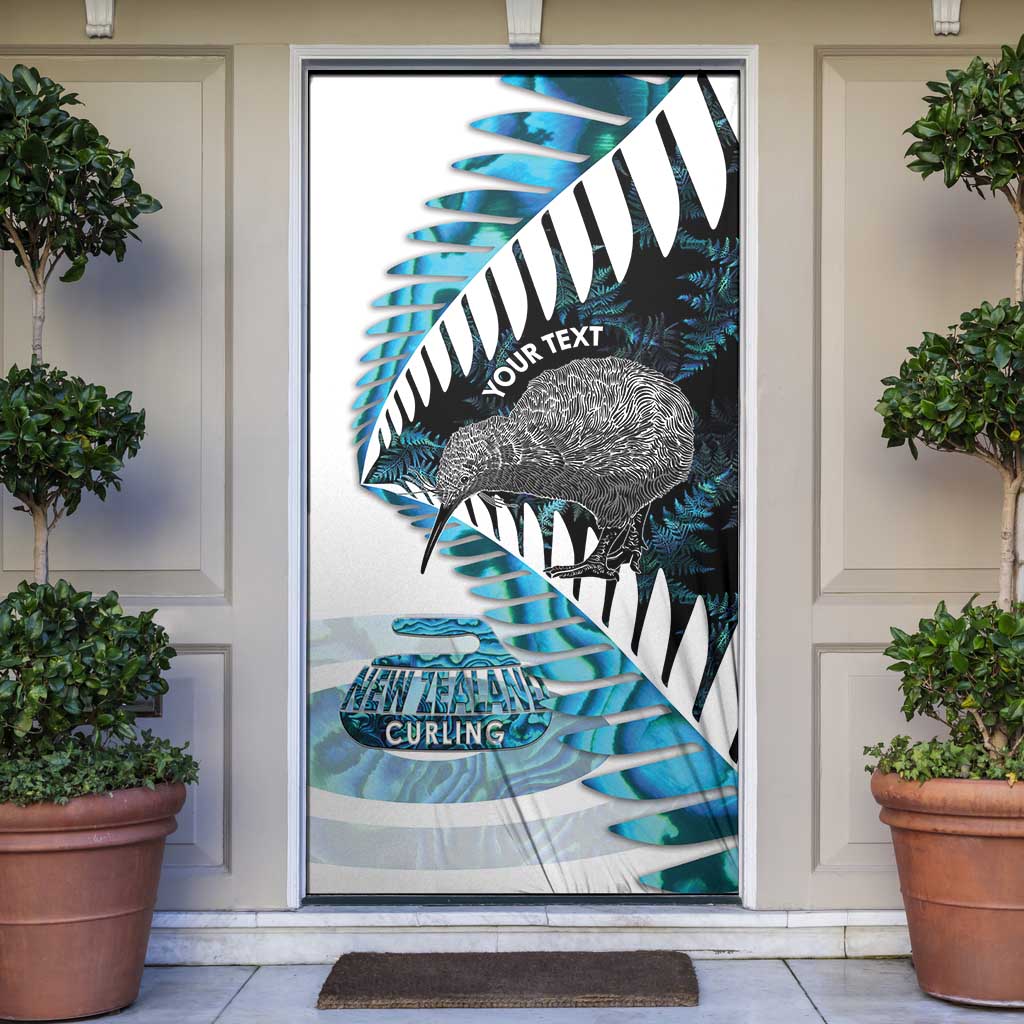 New Zealand Silver Fern Curling Personalised Door Cover Aotearoa Kiwi Ponga Paua Shell Version - Aussie Hoodie