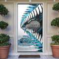 New Zealand Silver Fern Curling Personalised Door Cover Aotearoa Kiwi Ponga Paua Shell Version - Aussie Hoodie