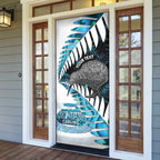 New Zealand Silver Fern Curling Personalised Door Cover Aotearoa Kiwi Ponga Paua Shell Version - Aussie Hoodie