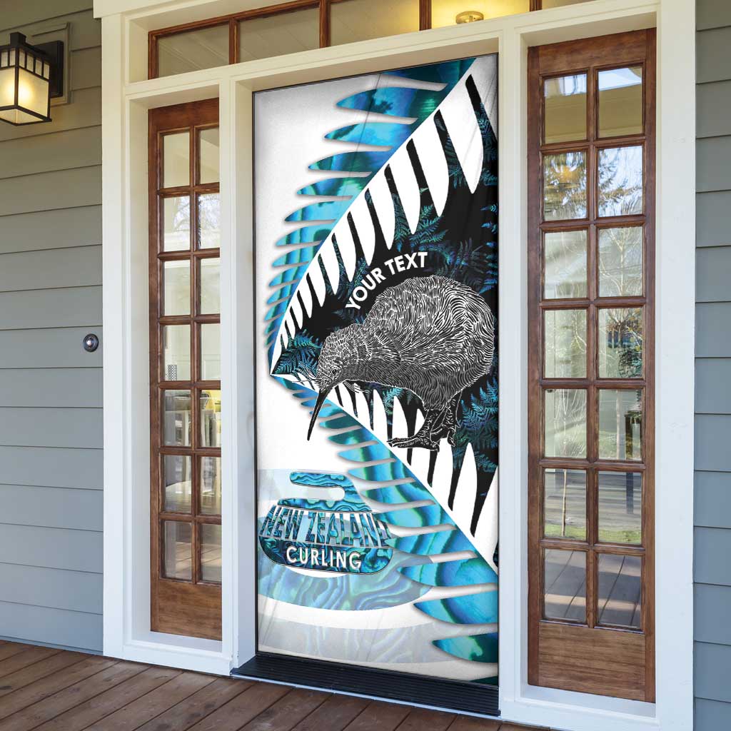 New Zealand Silver Fern Curling Personalised Door Cover Aotearoa Kiwi Ponga Paua Shell Version - Aussie Hoodie
