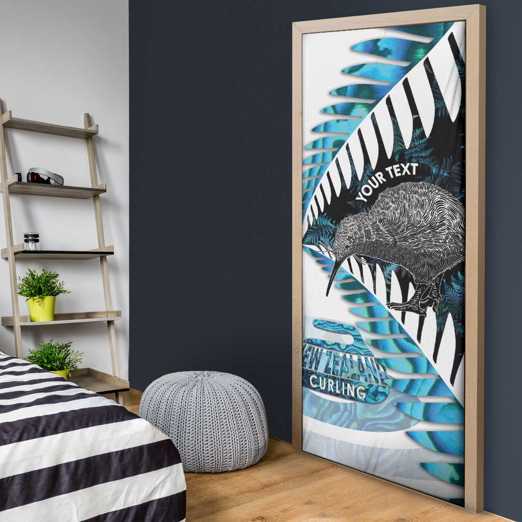 New Zealand Silver Fern Curling Personalised Door Cover Aotearoa Kiwi Ponga Paua Shell Version - Aussie Hoodie