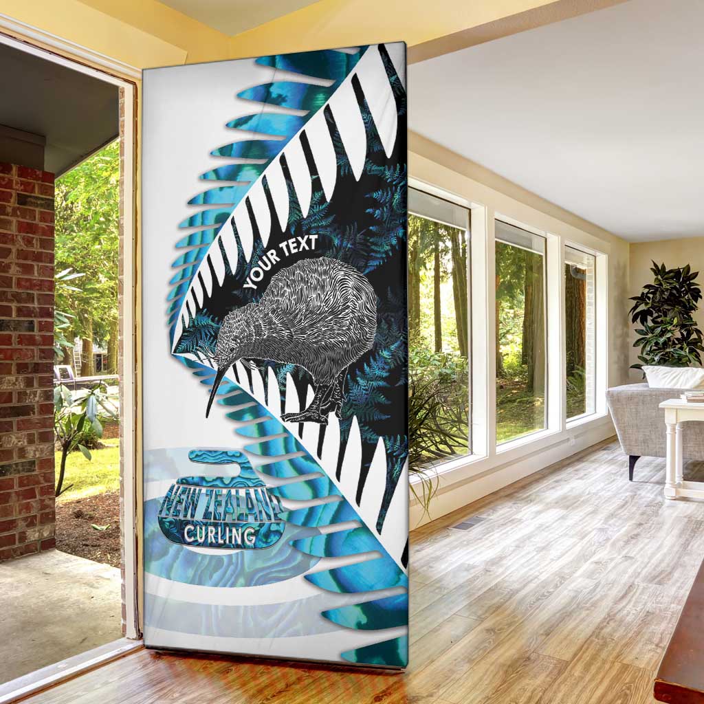New Zealand Silver Fern Curling Personalised Door Cover Aotearoa Kiwi Ponga Paua Shell Version - Aussie Hoodie