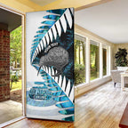 New Zealand Silver Fern Curling Personalised Door Cover Aotearoa Kiwi Ponga Paua Shell Version - Aussie Hoodie