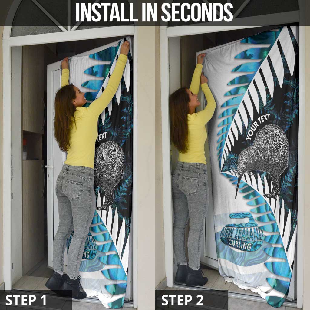 New Zealand Silver Fern Curling Personalised Door Cover Aotearoa Kiwi Ponga Paua Shell Version - Aussie Hoodie