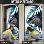 New Zealand Silver Fern Curling Personalised Door Cover Aotearoa Kiwi Ponga Paua Shell Version - Aussie Hoodie