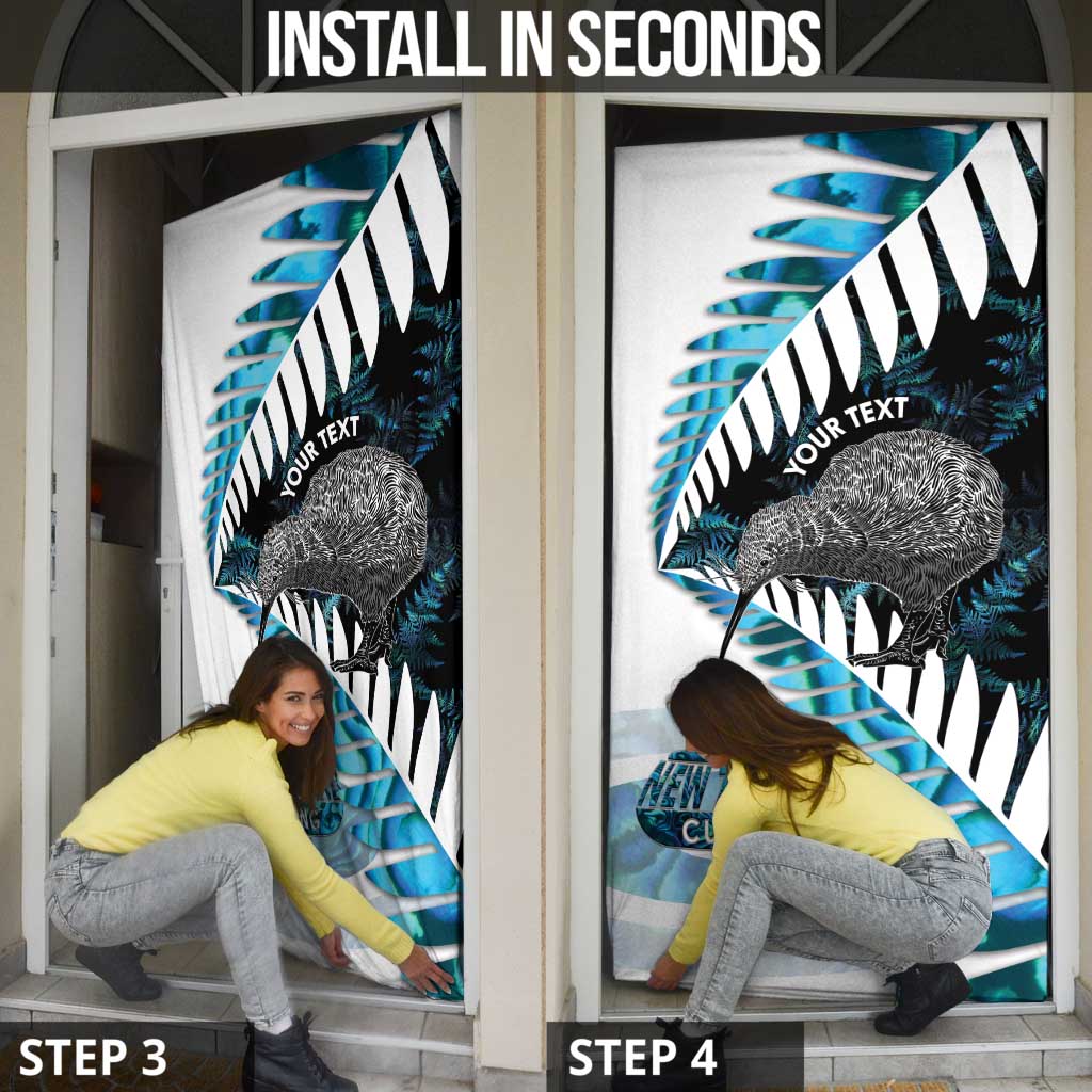 New Zealand Silver Fern Curling Personalised Door Cover Aotearoa Kiwi Ponga Paua Shell Version - Aussie Hoodie