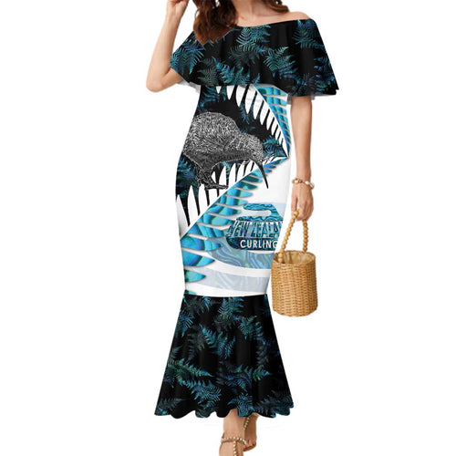 New Zealand Silver Fern Curling Personalised Family Matching Mermaid Dress and Hawaiian Shirt Aotearoa Kiwi Ponga Paua Shell Version - Aussie Hoodie