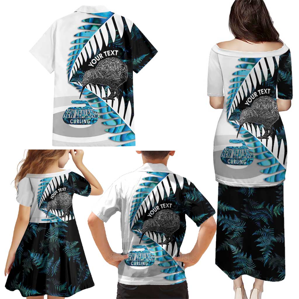 New Zealand Silver Fern Curling Personalised Family Matching Puletasi and Hawaiian Shirt Aotearoa Kiwi Ponga Paua Shell Version - Aussie Hoodie