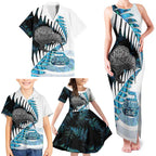 New Zealand Silver Fern Curling Personalised Family Matching Tank Maxi Dress and Hawaiian Shirt Aotearoa Kiwi Ponga Paua Shell Version - Aussie Hoodie