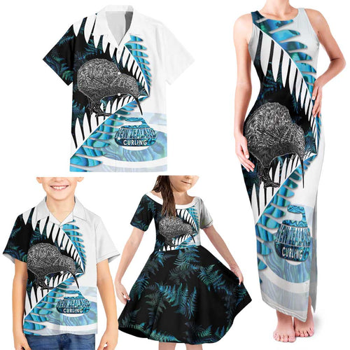 New Zealand Silver Fern Curling Personalised Family Matching Tank Maxi Dress and Hawaiian Shirt Aotearoa Kiwi Ponga Paua Shell Version - Aussie Hoodie