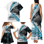 New Zealand Silver Fern Curling Personalised Family Matching Tank Maxi Dress and Hawaiian Shirt Aotearoa Kiwi Ponga Paua Shell Version - Aussie Hoodie