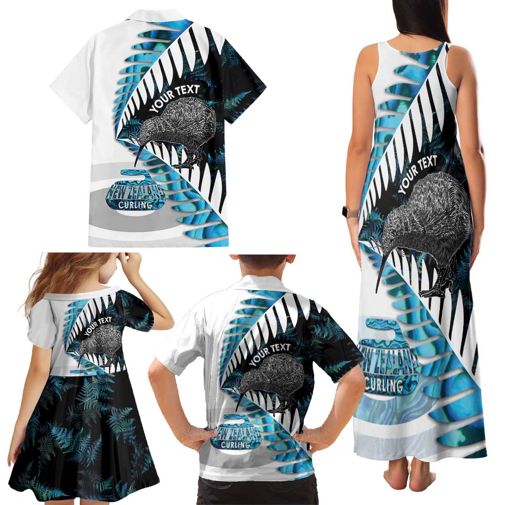 New Zealand Silver Fern Curling Personalised Family Matching Tank Maxi Dress and Hawaiian Shirt Aotearoa Kiwi Ponga Paua Shell Version - Aussie Hoodie