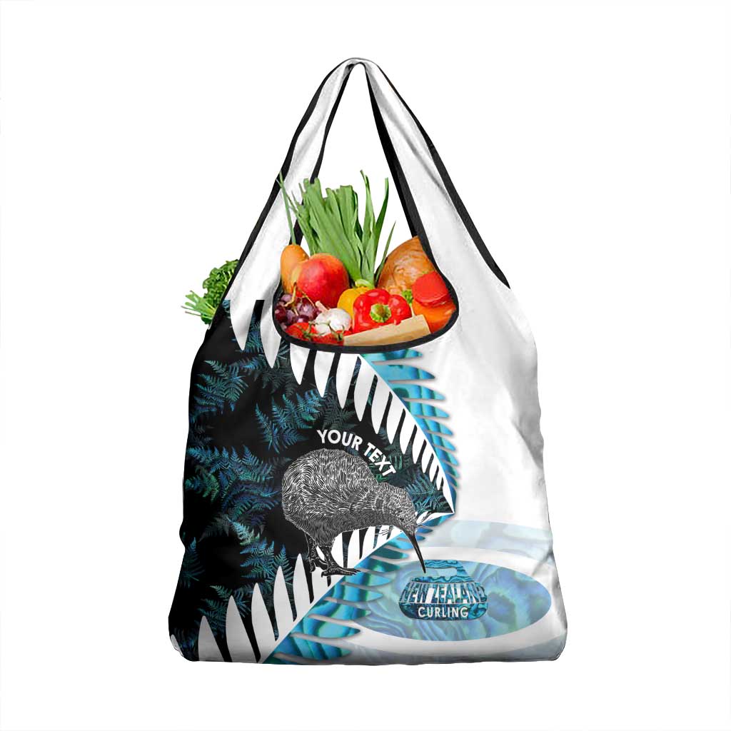 New Zealand Silver Fern Curling Personalised Grocery Bag Aotearoa Kiwi Ponga Paua Shell Version - Aussie Hoodie