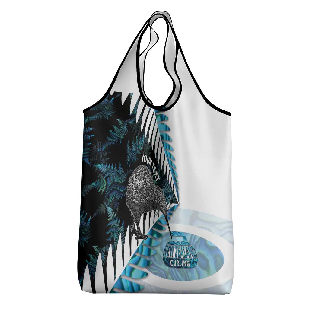 New Zealand Silver Fern Curling Personalised Grocery Bag Aotearoa Kiwi Ponga Paua Shell Version - Aussie Hoodie