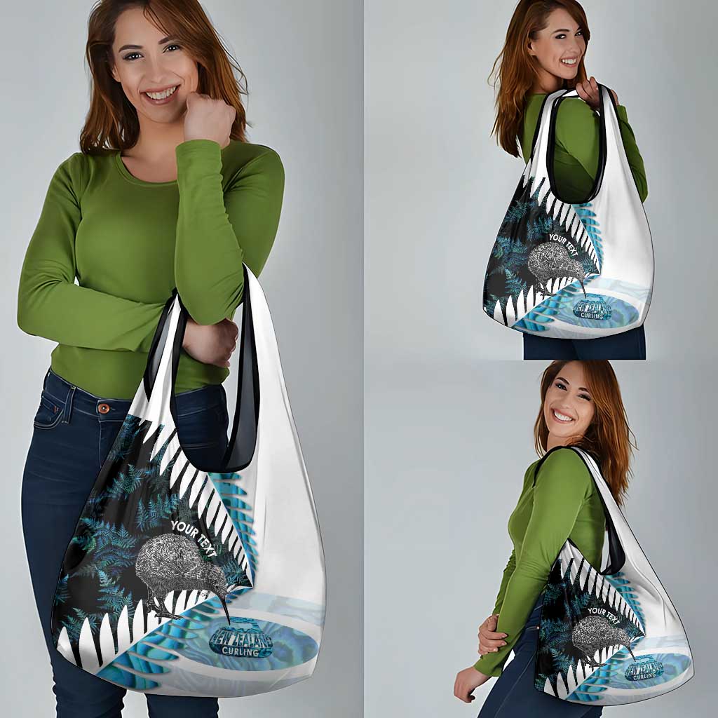 New Zealand Silver Fern Curling Personalised Grocery Bag Aotearoa Kiwi Ponga Paua Shell Version - Aussie Hoodie