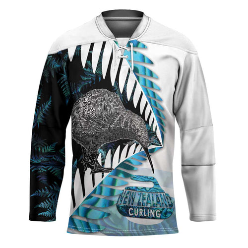 New Zealand Silver Fern Curling Personalised Hockey Jersey Aotearoa Kiwi Ponga Paua Shell Version - Aussie Hoodie