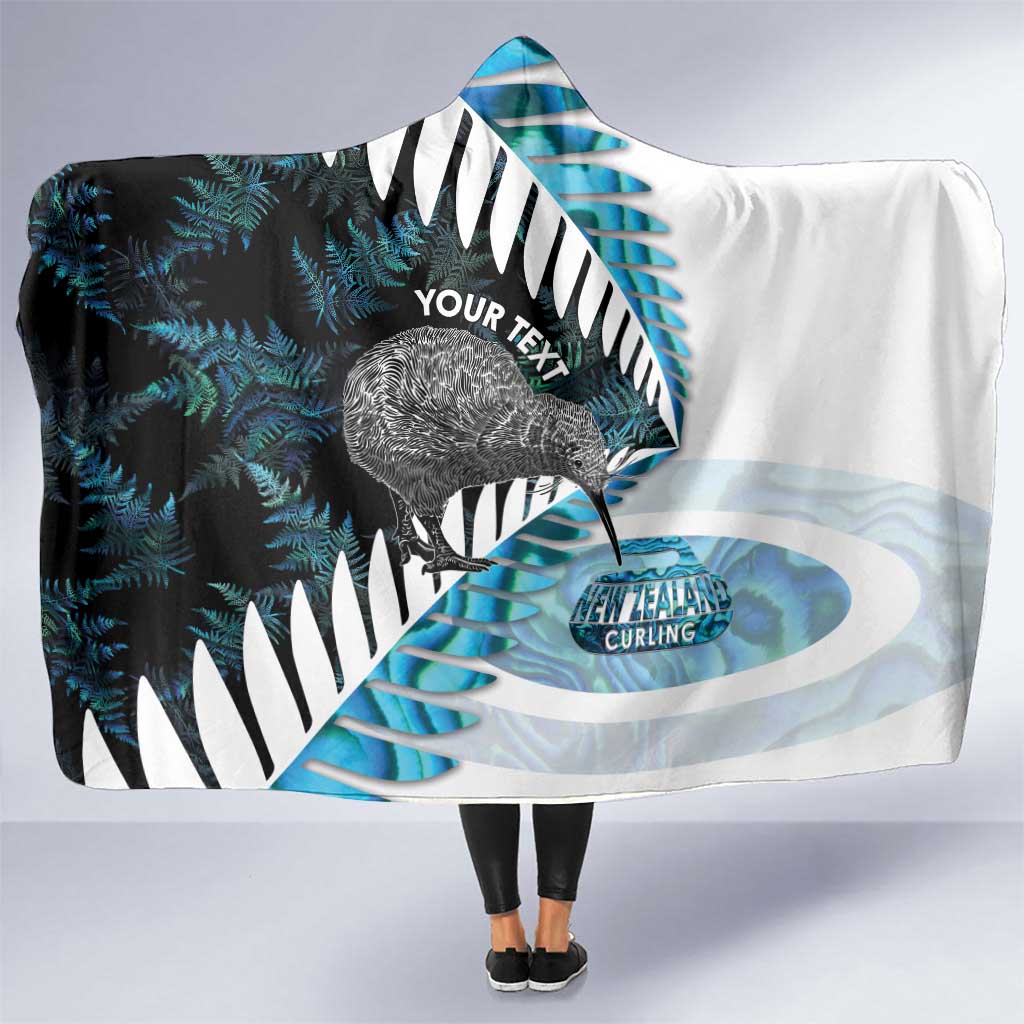 New Zealand Silver Fern Curling Personalised Hooded Blanket Aotearoa Kiwi Ponga Paua Shell Version - Aussie Hoodie