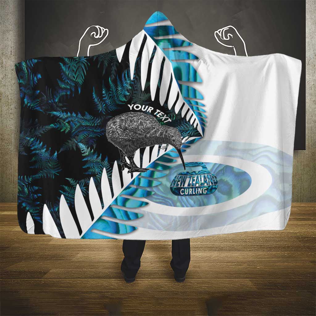 New Zealand Silver Fern Curling Personalised Hooded Blanket Aotearoa Kiwi Ponga Paua Shell Version - Aussie Hoodie