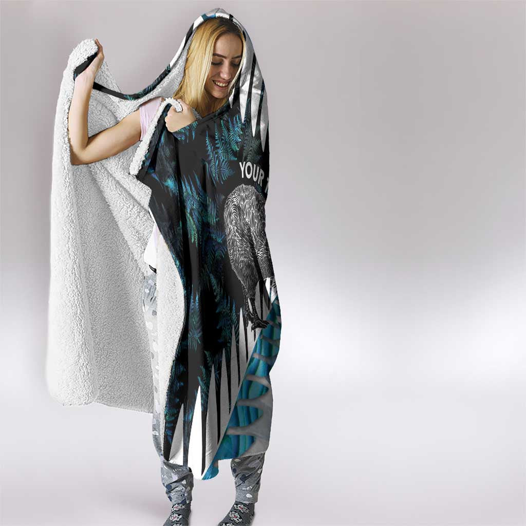 New Zealand Silver Fern Curling Personalised Hooded Blanket Aotearoa Kiwi Ponga Paua Shell Version - Aussie Hoodie