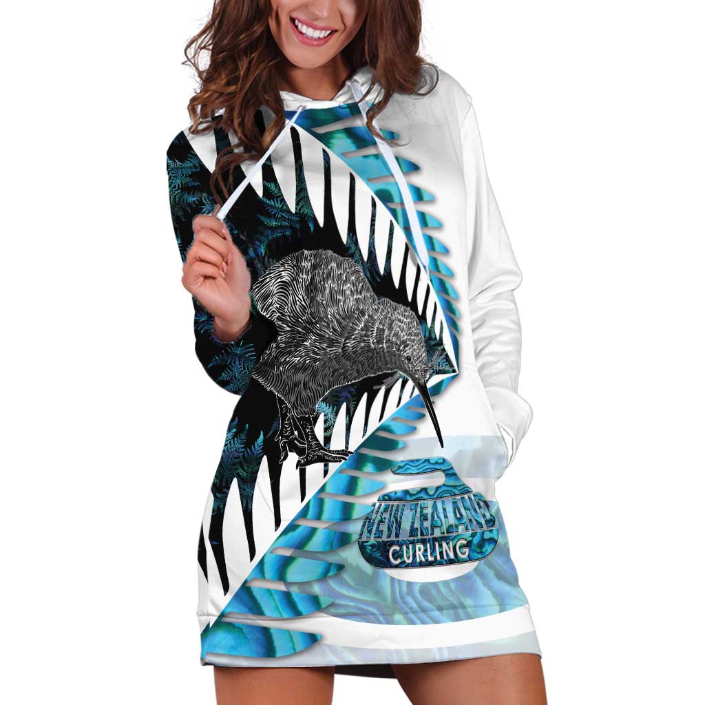 New Zealand Silver Fern Curling Personalised Hoodie Dress Aotearoa Kiwi Ponga Paua Shell Version - Aussie Hoodie