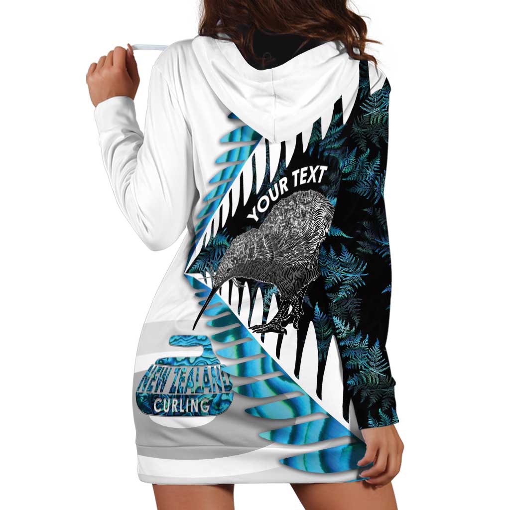 New Zealand Silver Fern Curling Personalised Hoodie Dress Aotearoa Kiwi Ponga Paua Shell Version - Aussie Hoodie