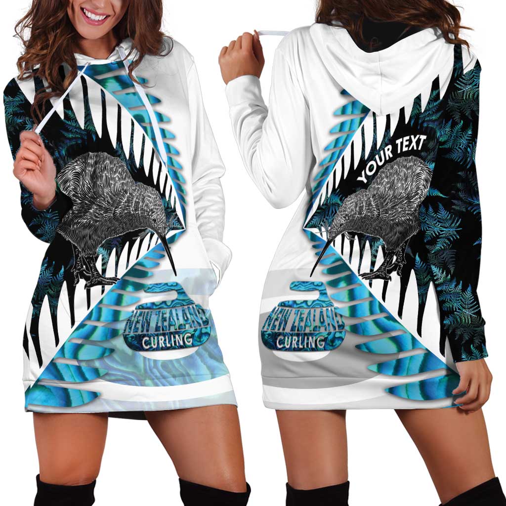 New Zealand Silver Fern Curling Personalised Hoodie Dress Aotearoa Kiwi Ponga Paua Shell Version - Aussie Hoodie