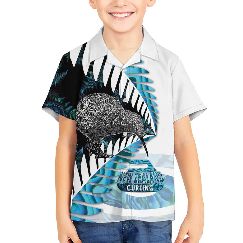 New Zealand Silver Fern Curling Personalised Kid Hawaiian Shirt Aotearoa Kiwi Ponga Paua Shell Version - Aussie Hoodie