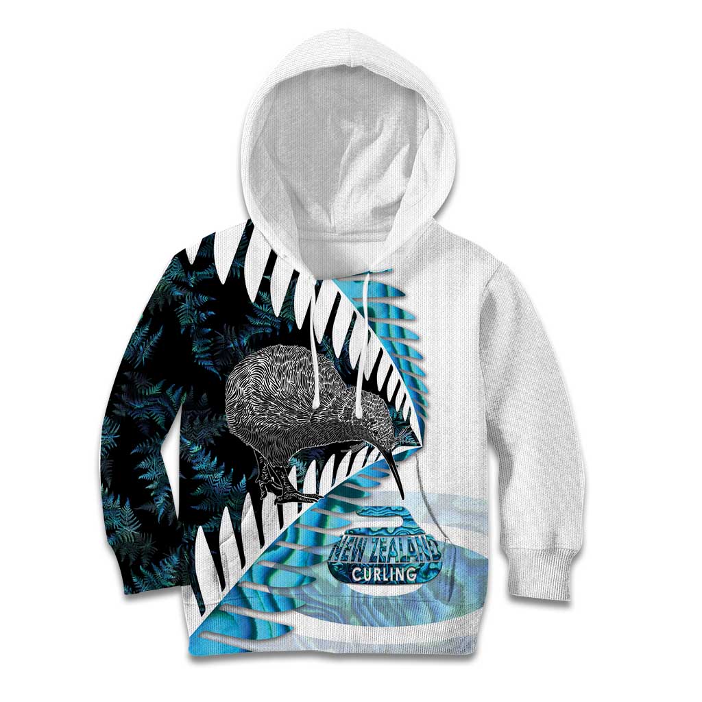 New Zealand Silver Fern Curling Personalised Kid Hoodie Aotearoa Kiwi Ponga Paua Shell Version - Aussie Hoodie