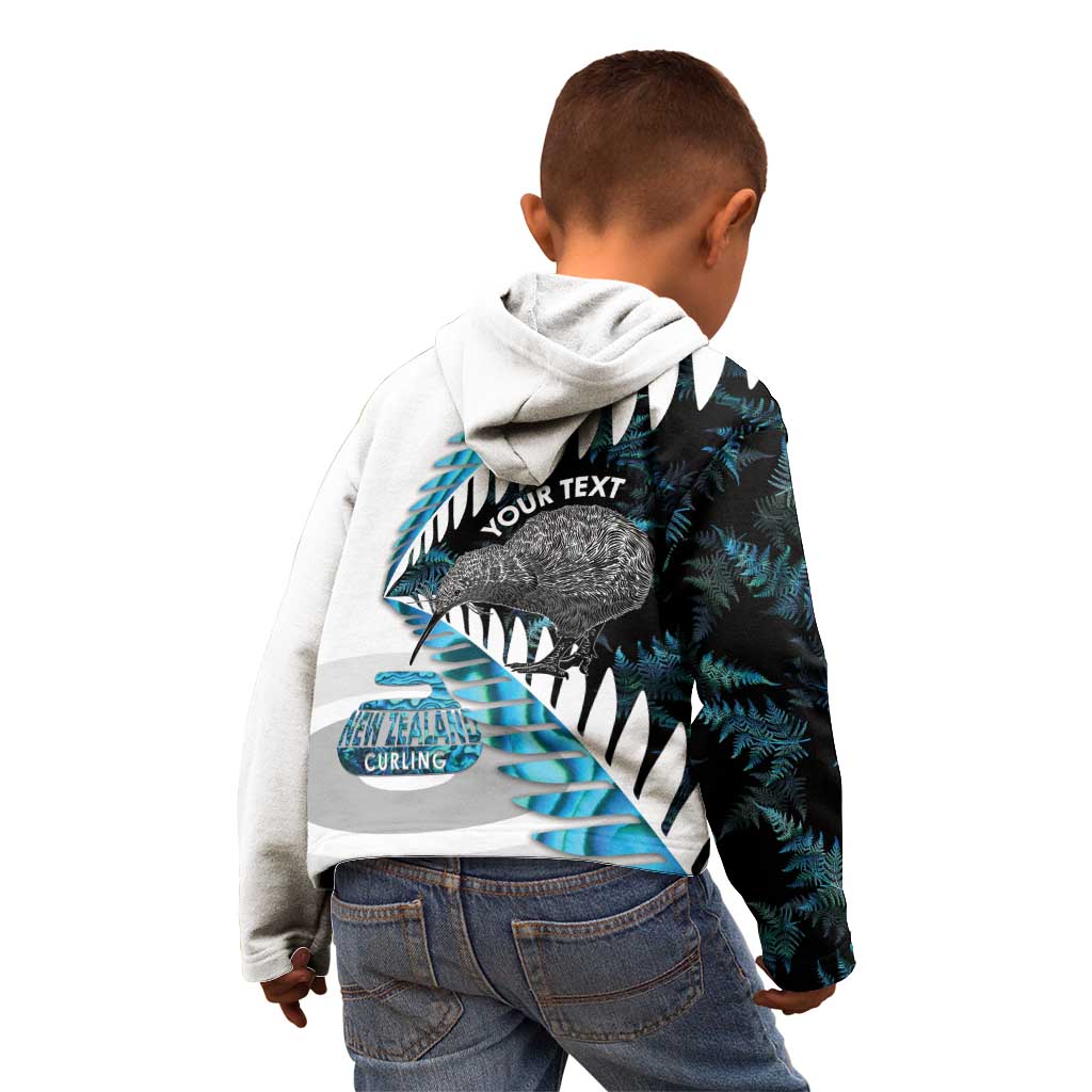 New Zealand Silver Fern Curling Personalised Kid Hoodie Aotearoa Kiwi Ponga Paua Shell Version - Aussie Hoodie