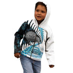 New Zealand Silver Fern Curling Personalised Kid Hoodie Aotearoa Kiwi Ponga Paua Shell Version - Aussie Hoodie