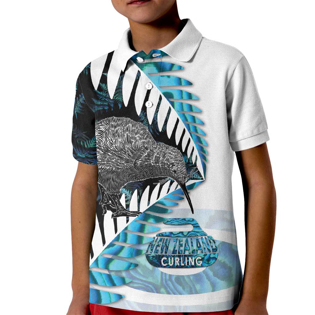 New Zealand Silver Fern Curling Personalised Kid Polo Shirt Aotearoa Kiwi Ponga Paua Shell Version - Aussie Hoodie