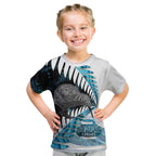 New Zealand Silver Fern Curling Personalised Kid T Shirt Aotearoa Kiwi Ponga Paua Shell Version - Aussie Hoodie